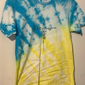 Port and Company Blue and Yellow Tie-Dye Kids Tee
